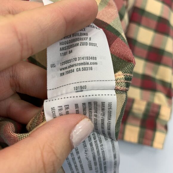 Abercrombie & Fitch Shirt Mens S Small Multi Maze Button Down Plaid Long Sleeve - Picture 9 of 12
